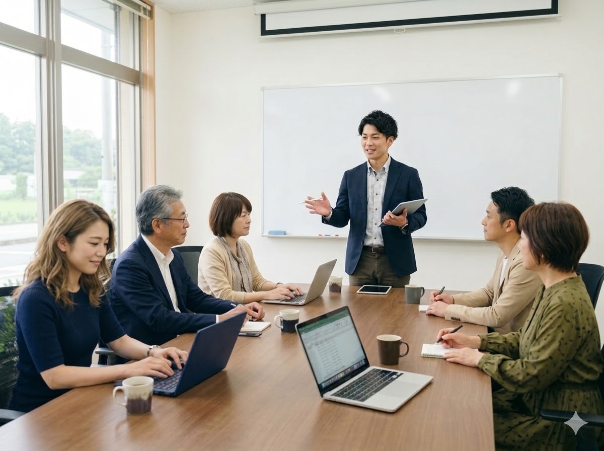 会議中の早野塾講師陣